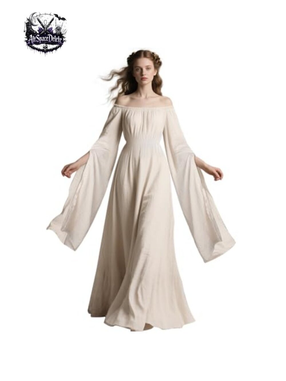 Victorian Renaissance Medieval Celtic Costume Dress Bell Sleeves Cosplay